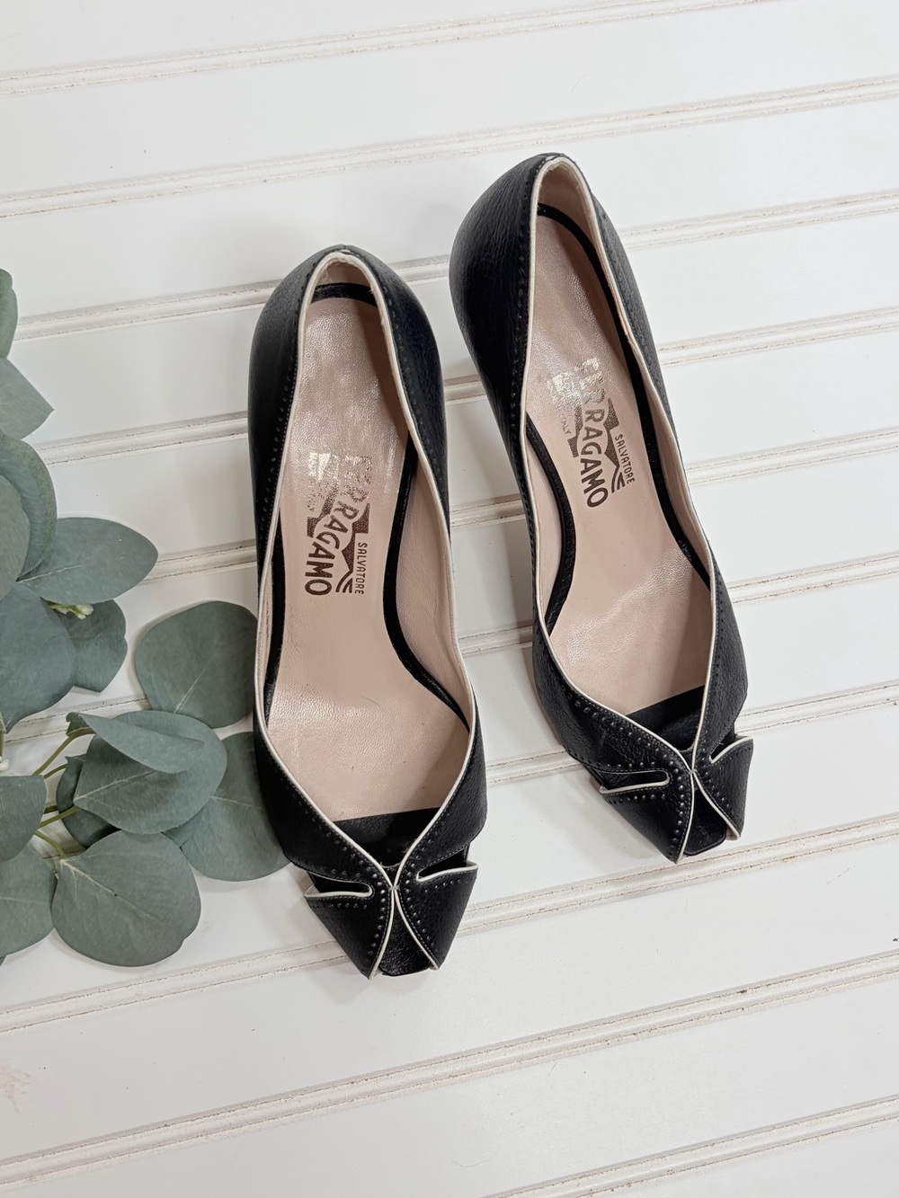 Vintage Salvatore Ferragamo Peep Toe Heels